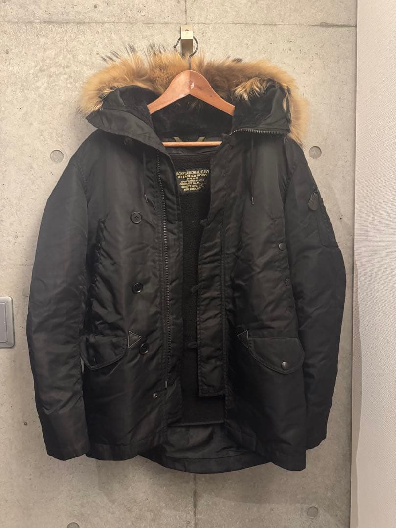 早い者勝ちSchott N3b サイズ38ミリタリージャケット ファー付き！