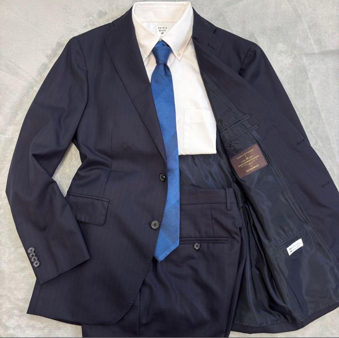 美品✨TAGLIATORE ×カノニコ セットアップスーツ 48 ネイビー 2B