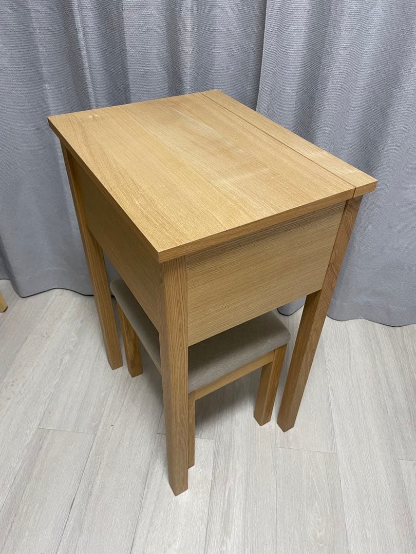 【もざんぬ】MUJI タモ材コンパクトドレッサー　スツール付き