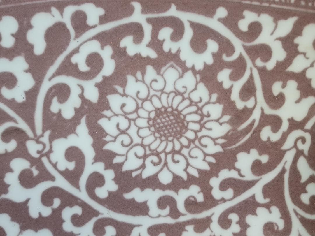 中国美術 釉裏紅 纏枝蓮花 双魚紋 大碗 DT471