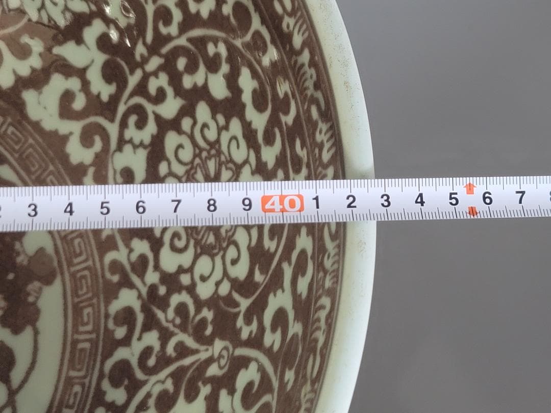 中国美術 釉裏紅 纏枝蓮花 双魚紋 大碗 DT471