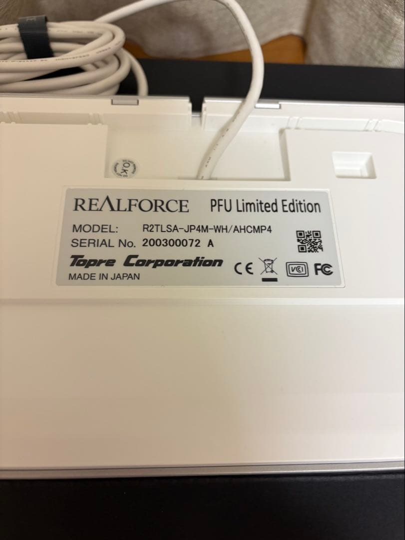 REALFORCE for Mac テンキーレス　R2TLSA-JP4M-WH