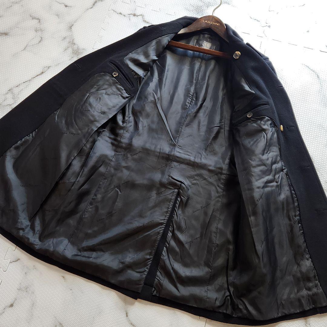 入手困難✨XL相当 フェラガモ ピーコート カシミヤ ガンチーニ金具 ブラック