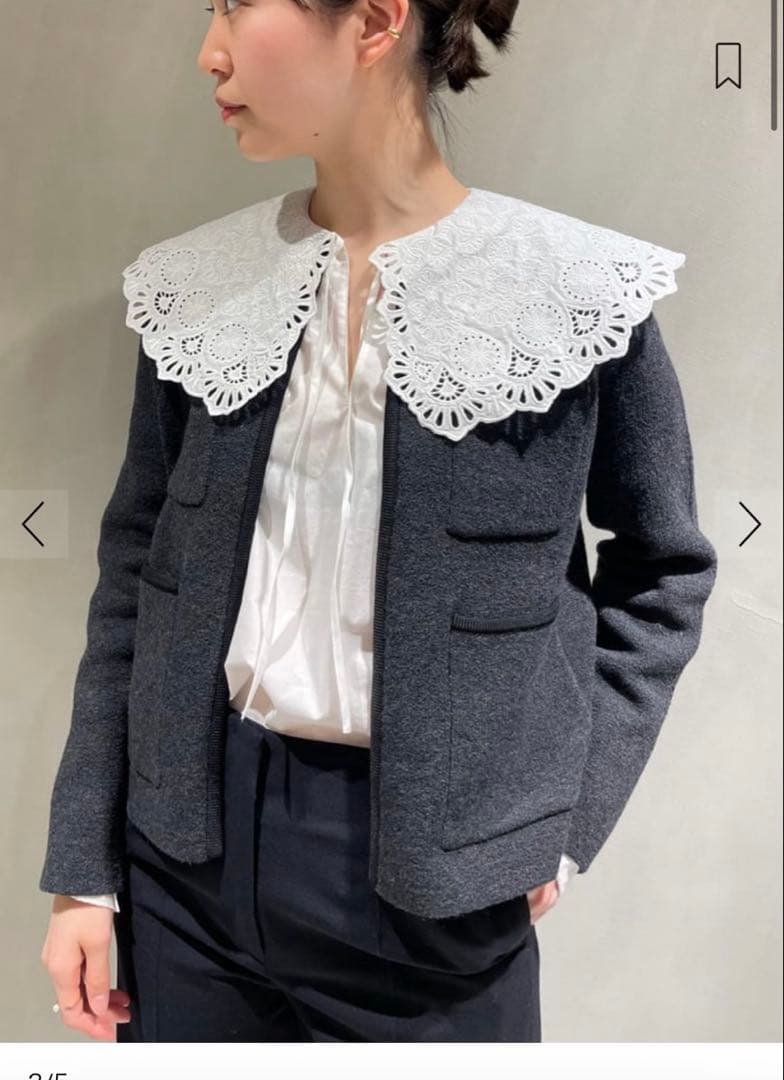 Ballsey ウールナイロンブークレー フロントオープンカーディガン グレー