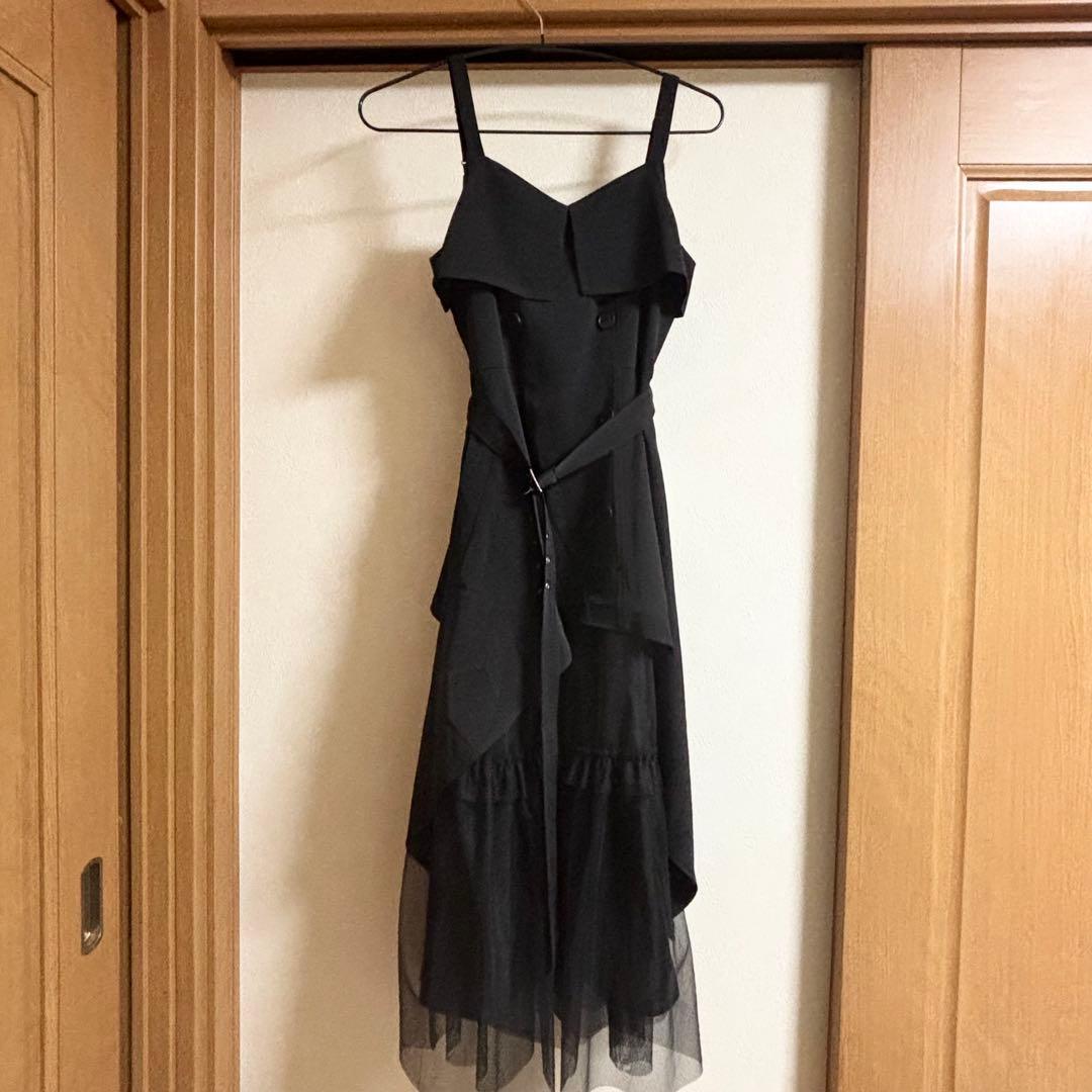 HARE ハレ トレンチライクフリルキャミワンピース ブラック