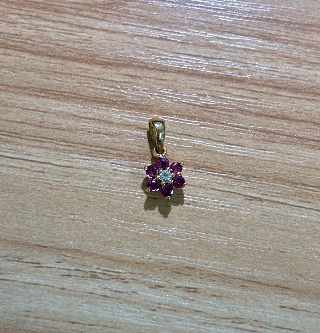 DDS様　K18 トップ　ルビー　ダイヤ　付き　トップのみ　花　ピンク　金