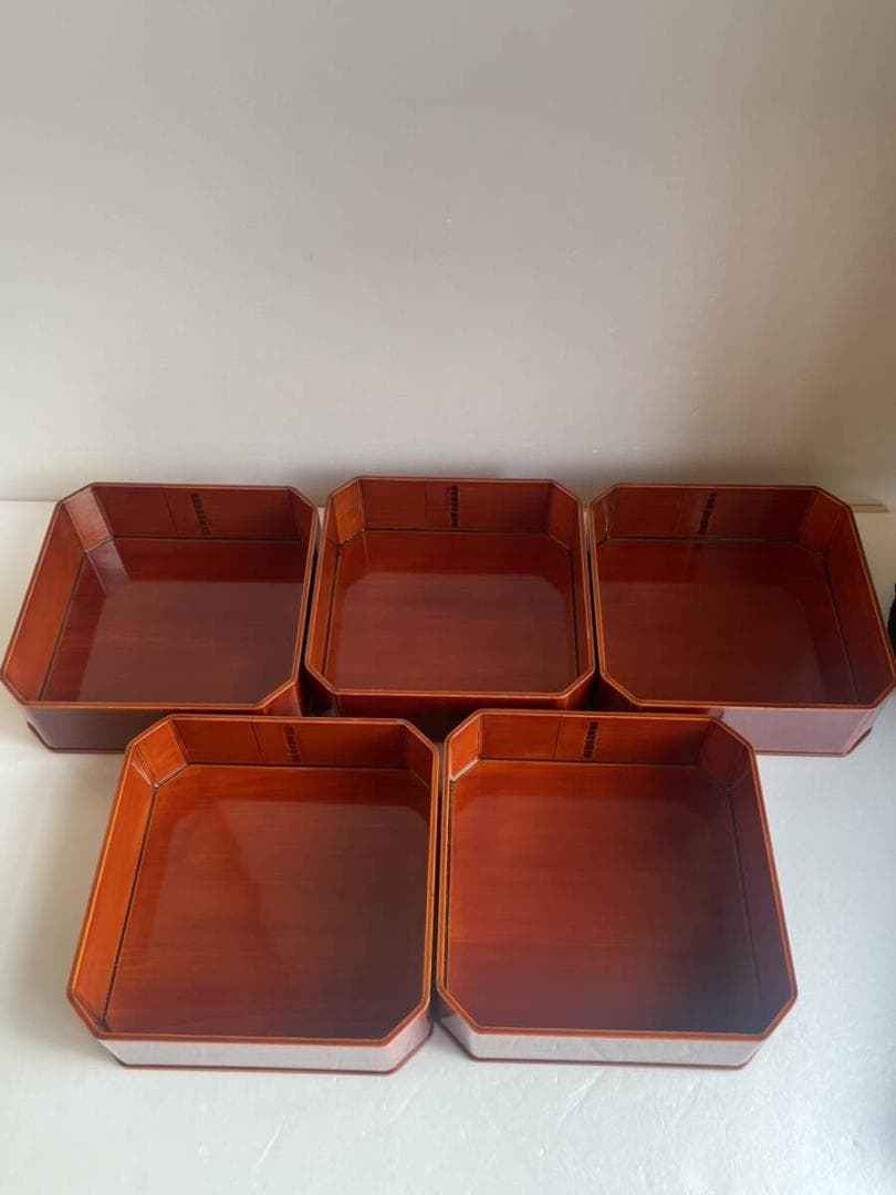 木製漆器 飛騨 春慶塗 大徳寺 縁高 五客 30