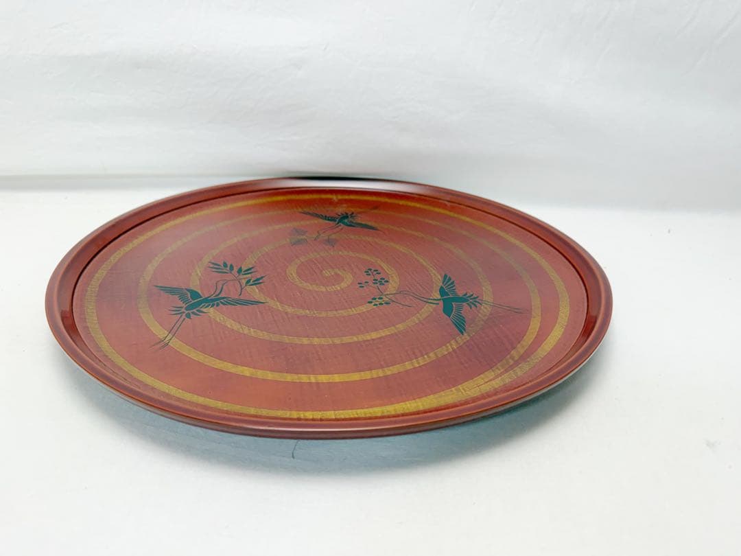 未使用 茶道具 川瀬表完作 三千家好写 三和盆 松竹梅鶴図 漆器 共布 共箱