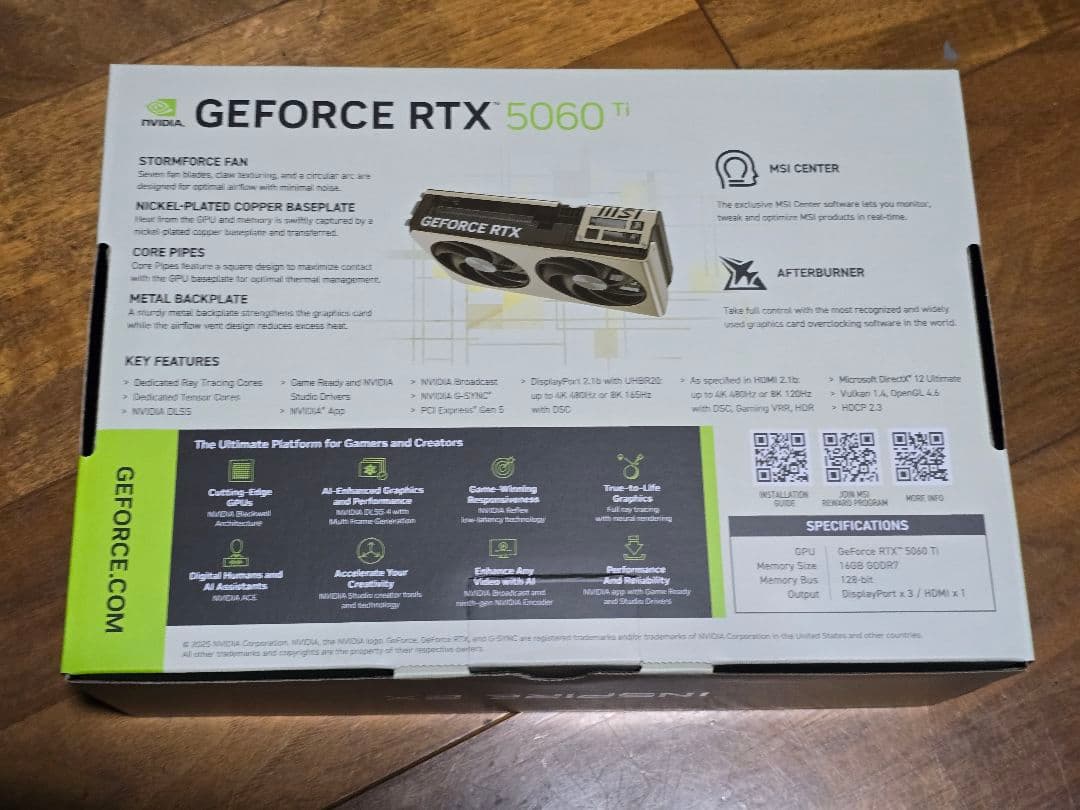 グラフィックボード・グラボ・ビデオカード MSI GeForce RTX 5060 Ti 16G INSPIRE 2XOC