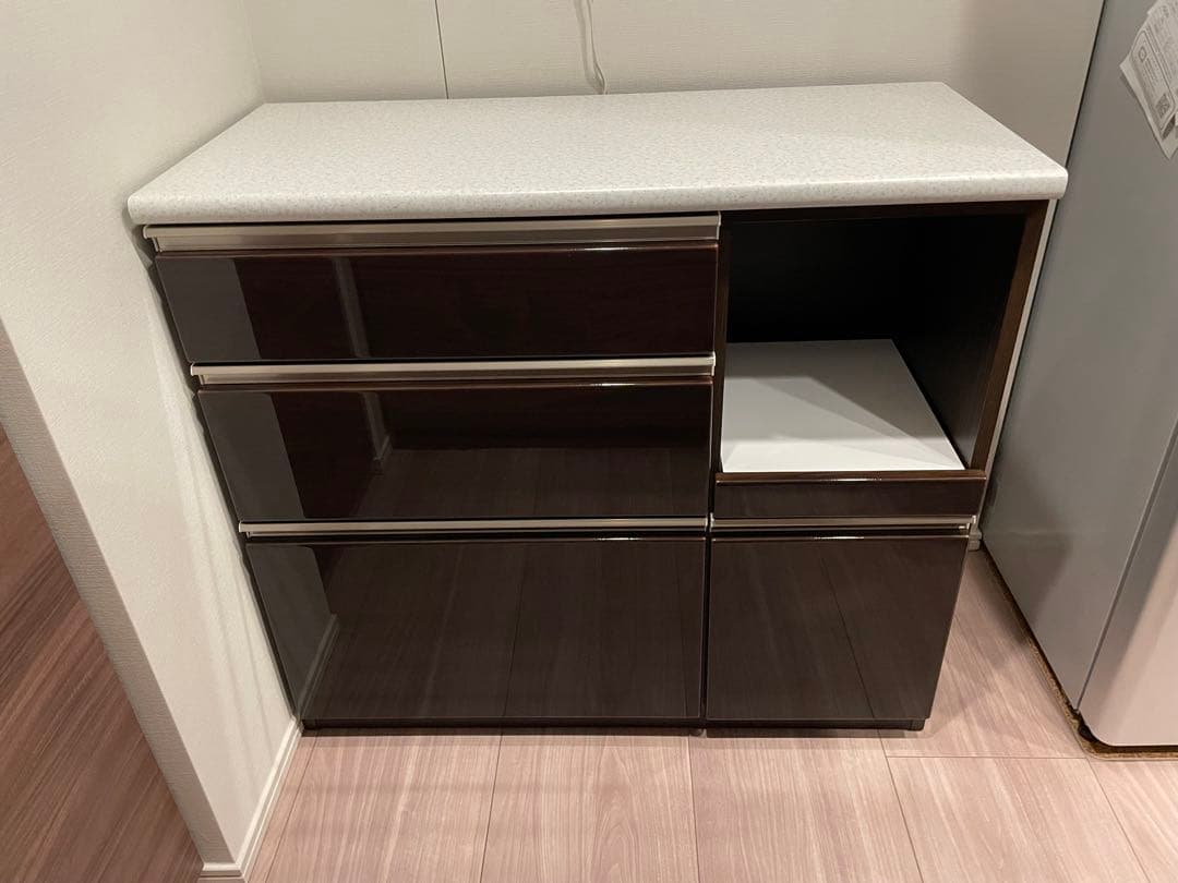 【美品】ニトリ　キッチンカウンター （アルミナ２ 100CT DBR）