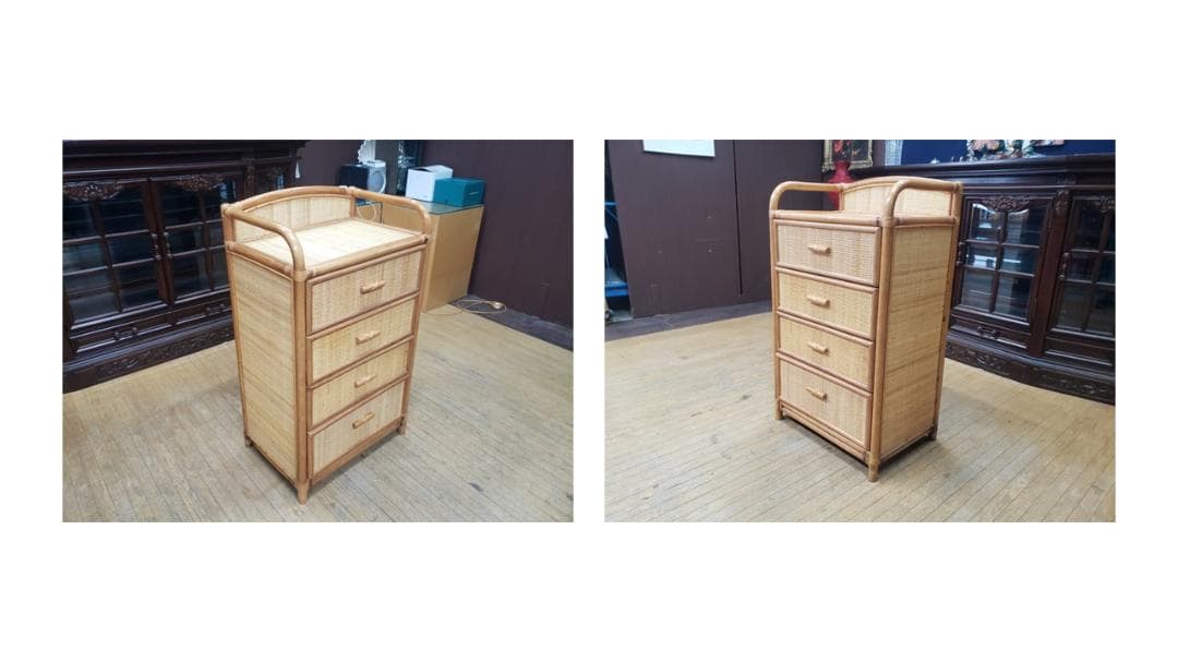 poopydesign　横濱　カザマ　籐　ラタン　四段チェスト