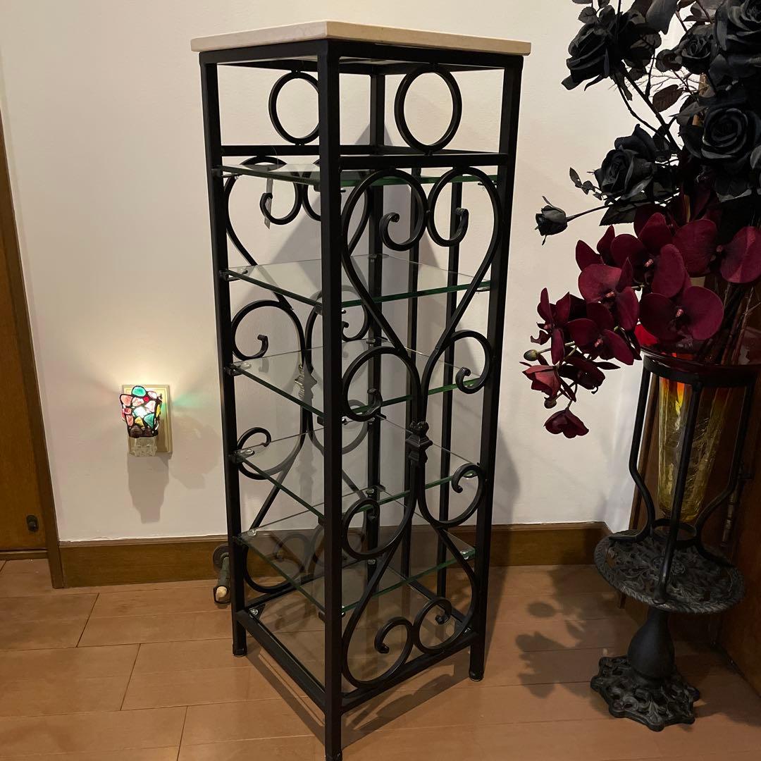 アンティーク調　天板大理石 スリッパラック