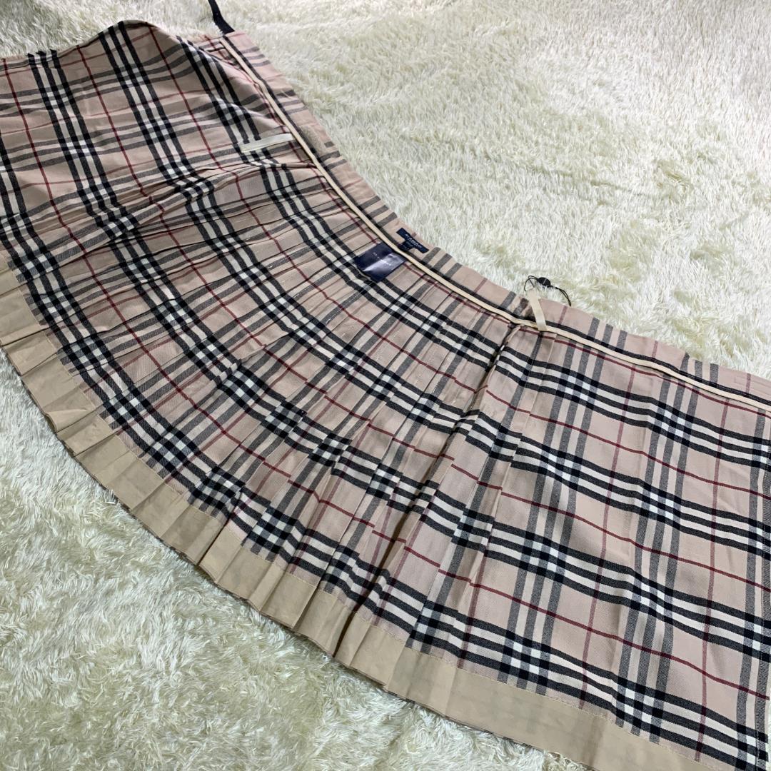 バーバリーロンドン プリーツスカート ラップ巻き ノバチェック ベージュ US8