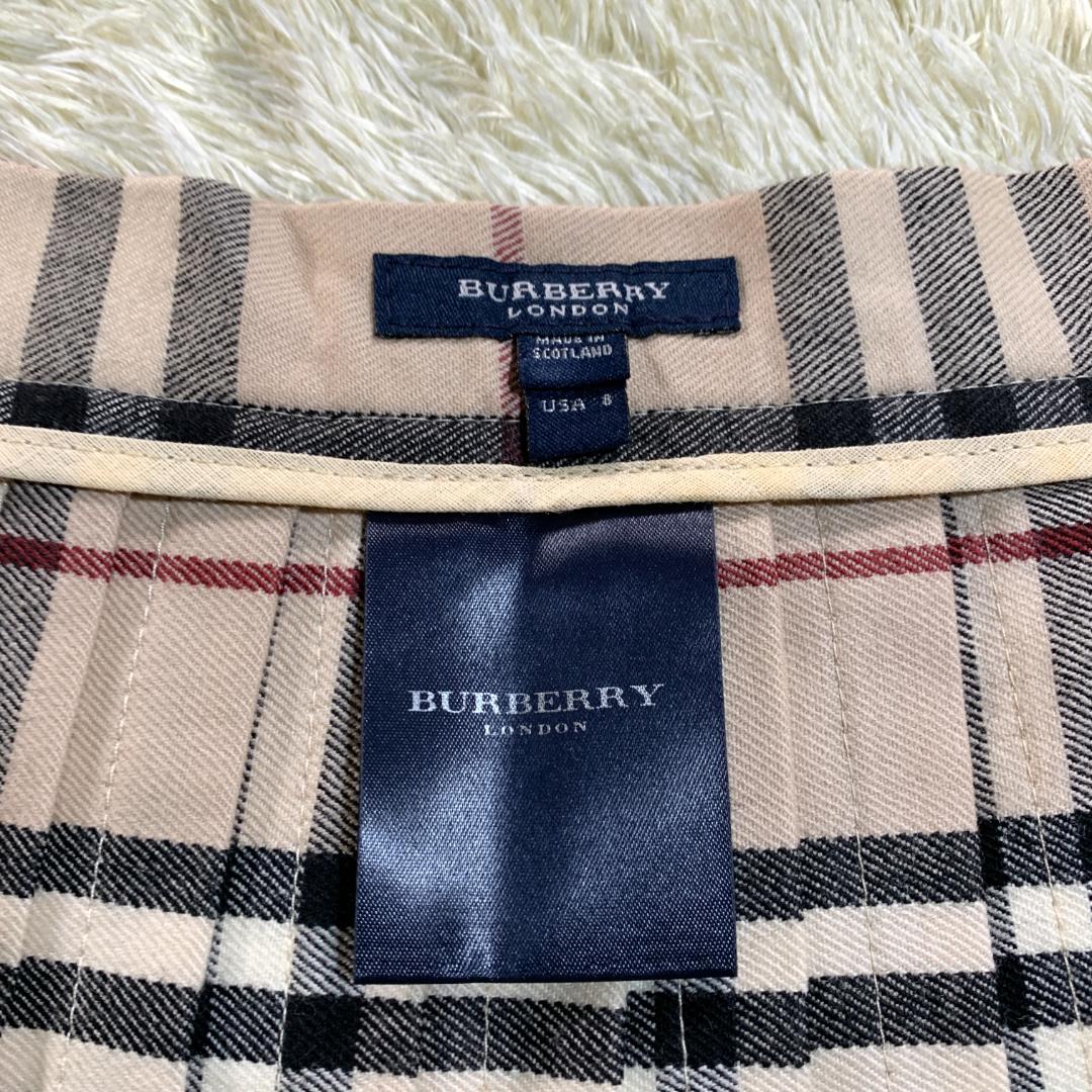 バーバリーロンドン プリーツスカート ラップ巻き ノバチェック ベージュ US8