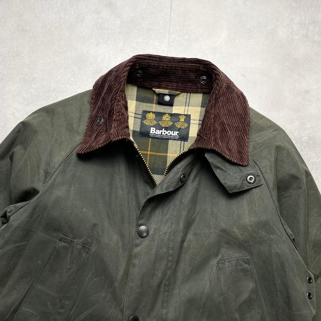 英国製 Barbour BEDALE グリーン コーデュロイ襟 オイルド 美品