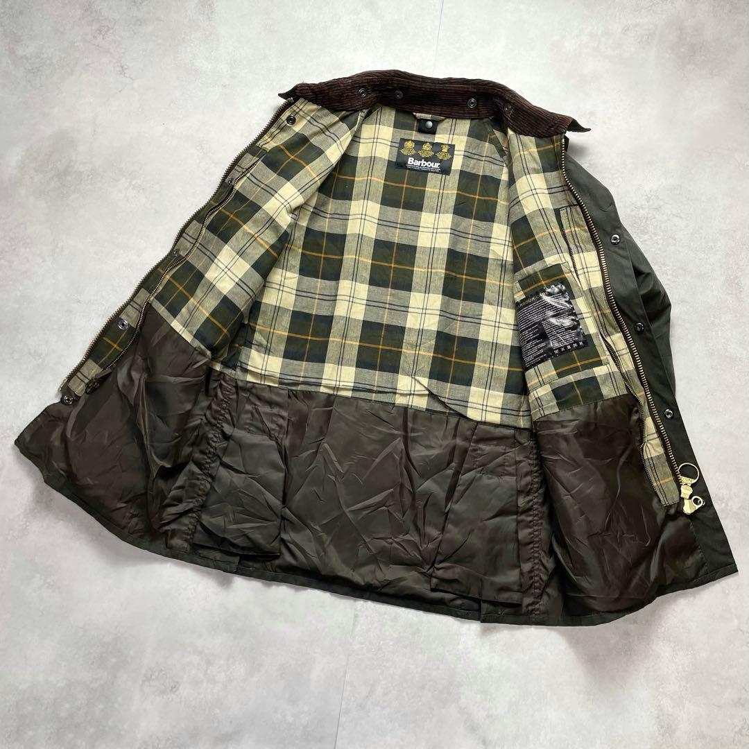 英国製 Barbour BEDALE グリーン コーデュロイ襟 オイルド 美品