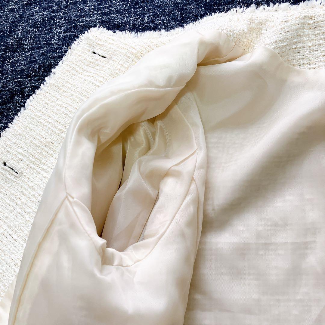 エニィスィス　24AW ツイードノーカラーミドル ジャケット　金ボタン　M