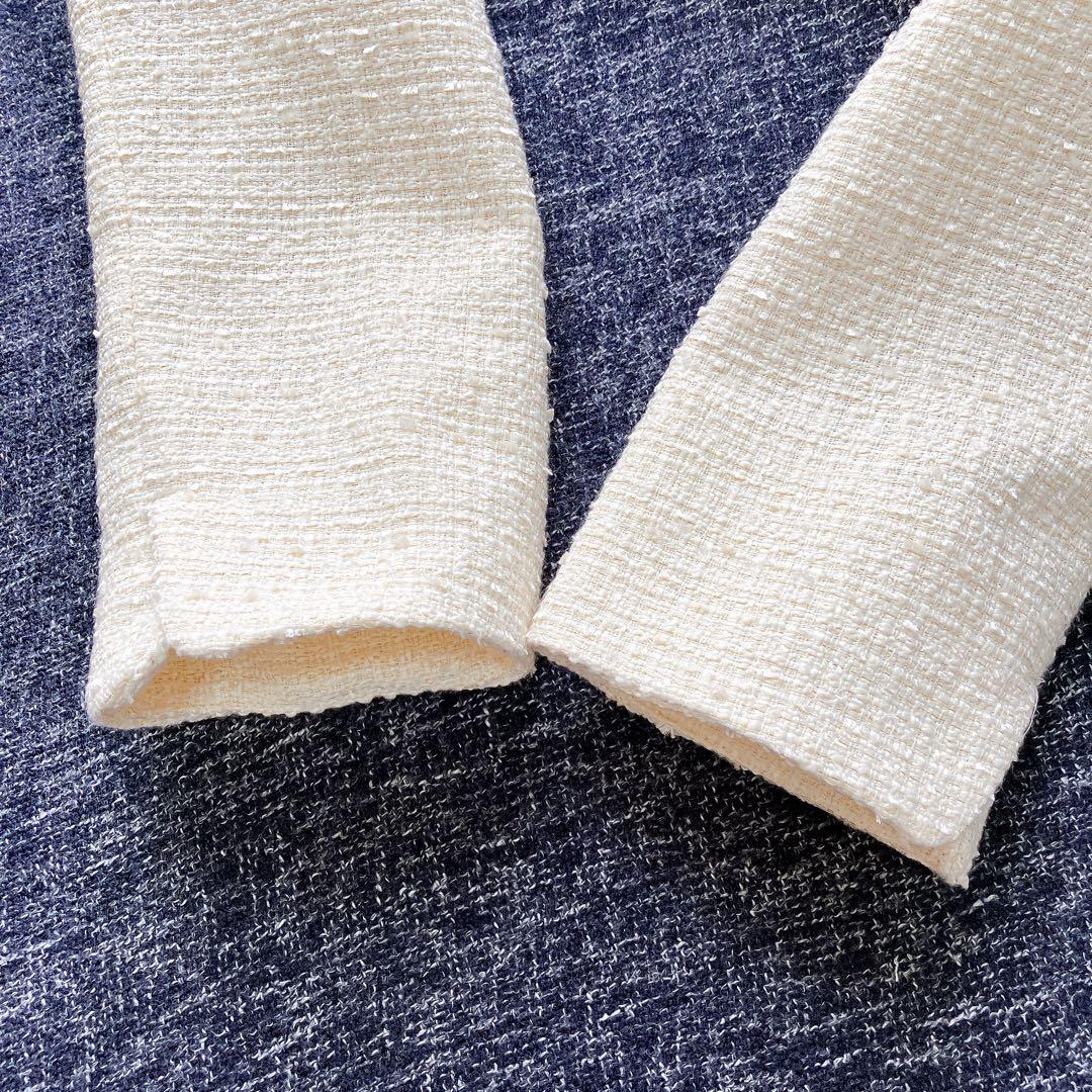 エニィスィス　24AW ツイードノーカラーミドル ジャケット　金ボタン　M