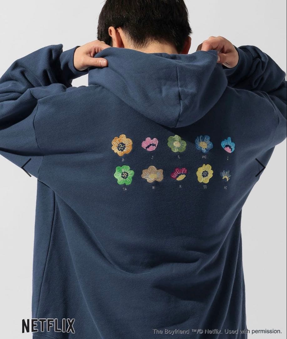 ボーイフレンド シーズン2 × ニコアンド【コラボ フーディー 】ネイビーL