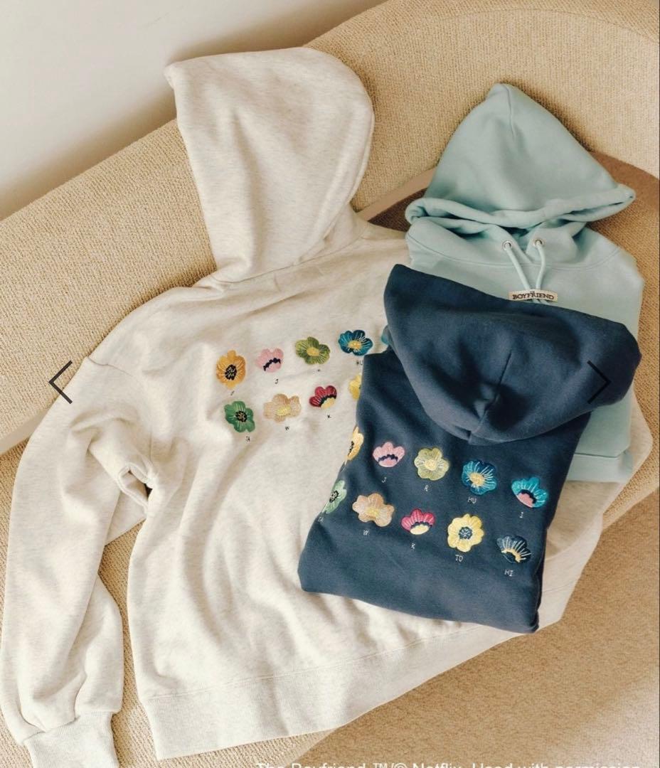 ボーイフレンド シーズン2 × ニコアンド【コラボ フーディー 】ネイビーL