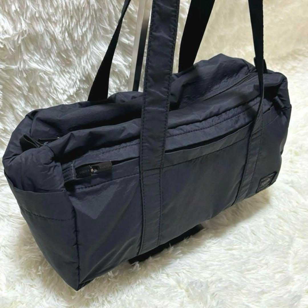 【美品】PORTER ナイロン ボストンバッグ　ドラムバッグ　ネイビー