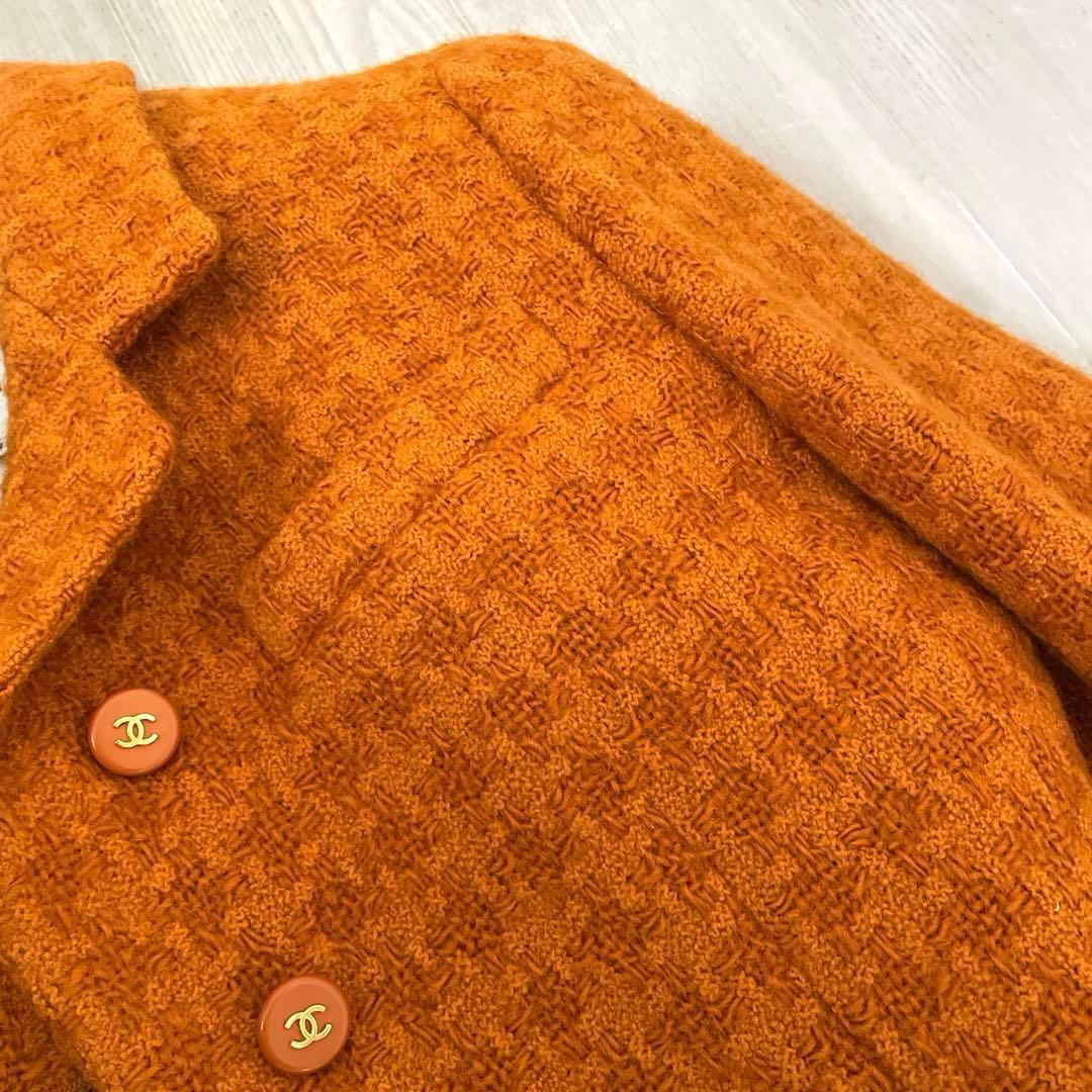シャネル　オレンジ ツイード テーラードジャケット