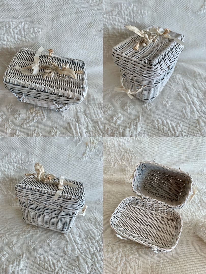 フランスビンテージ/アンティークパニエ＆スノーベビー＆Hertwigビスクドール