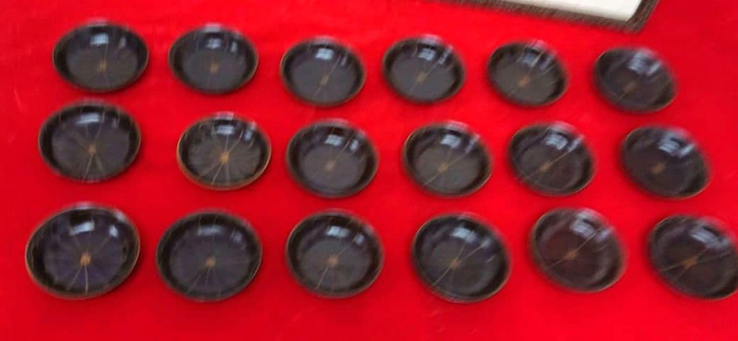 木地菊紋手塩皿、木皿18枚 　A340