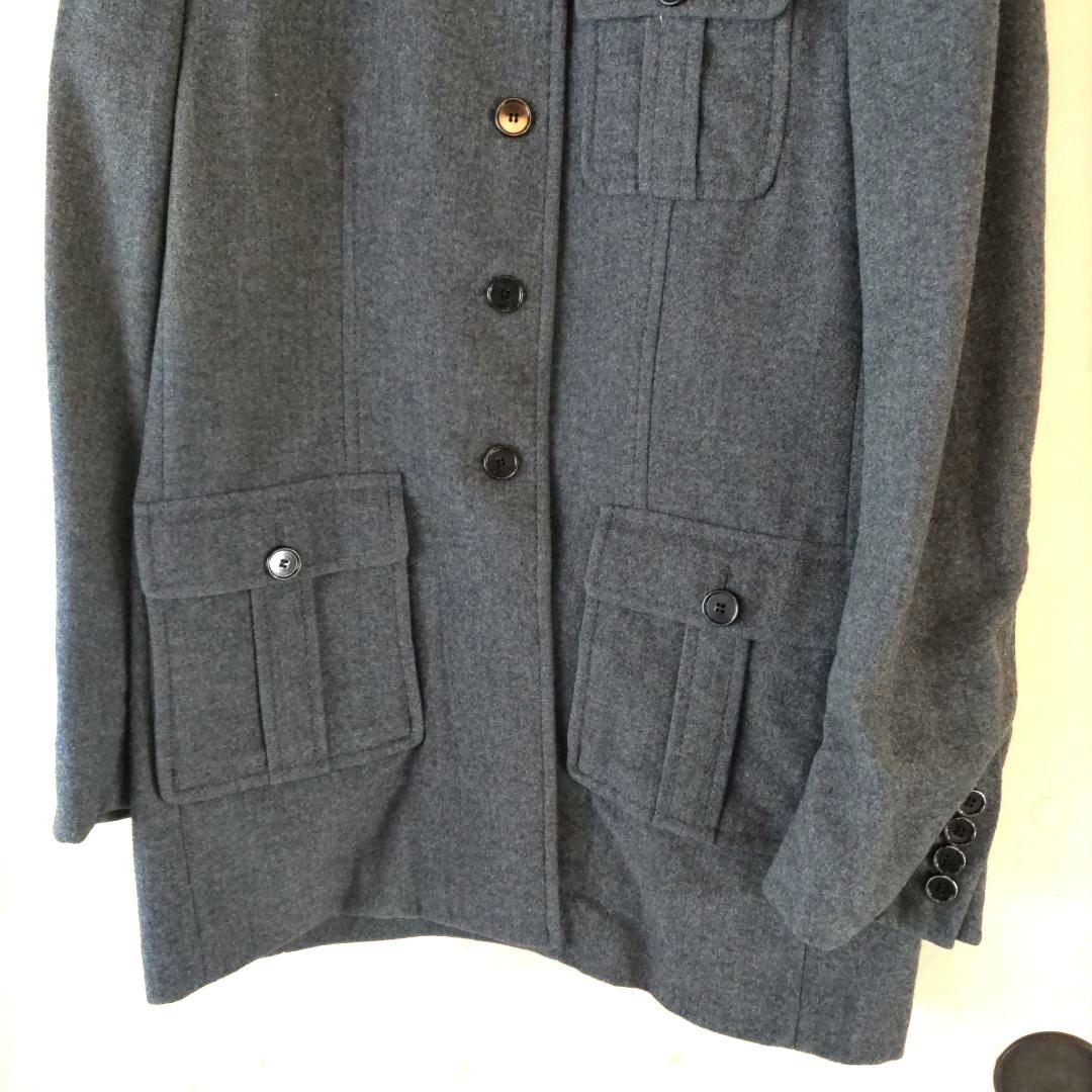 【プラダ】 ウールステンカラージャケット グレー　made in Italy