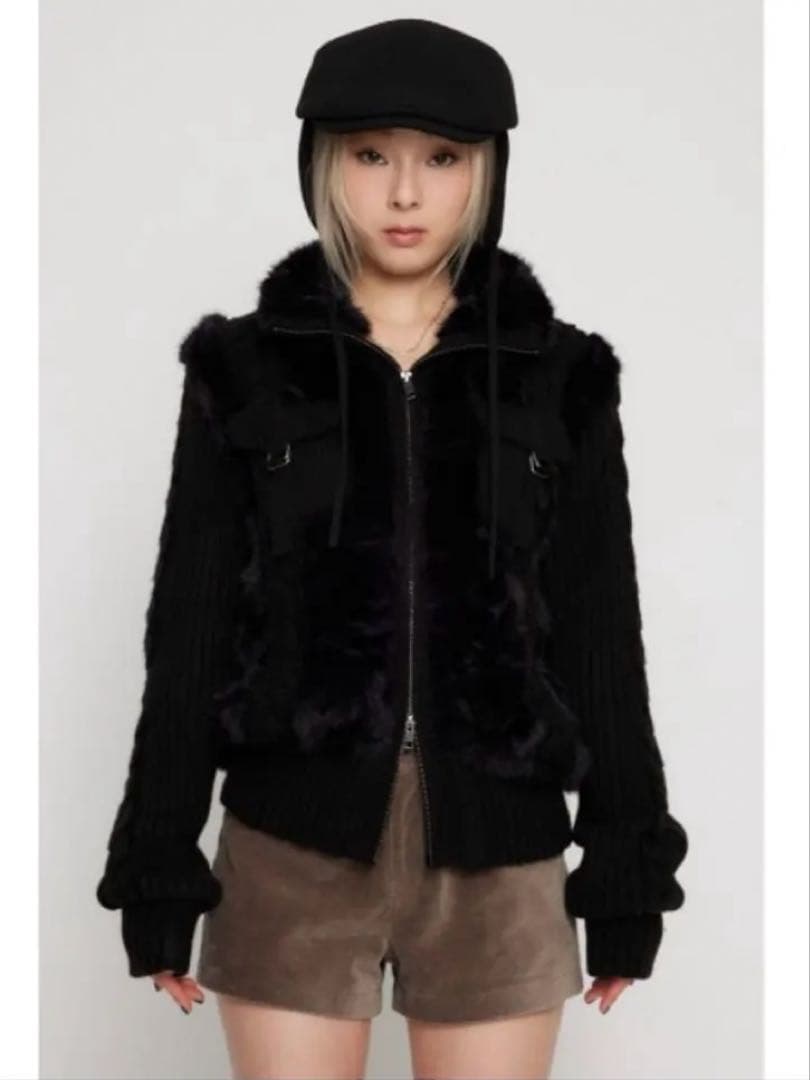 LAGUAGEM CABLE KNIT FAUX FUR ブルゾン