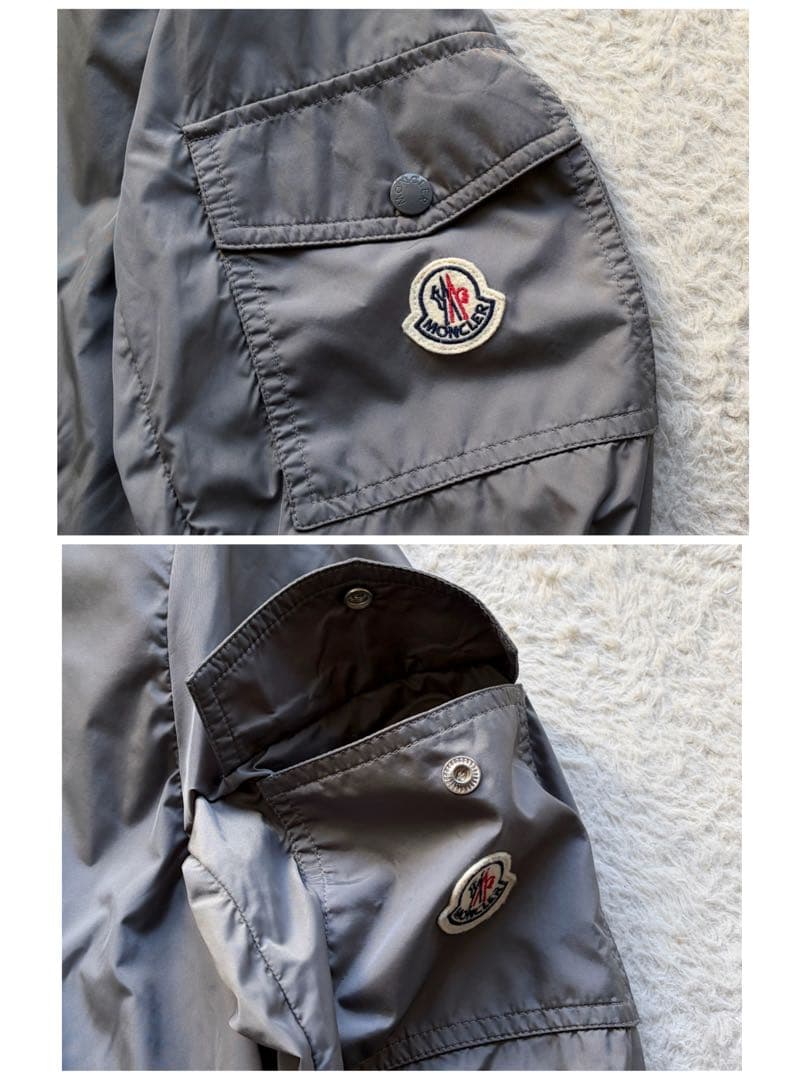 【美品】モンクレール ナイロンジャケット ロゴワッペン トリコロール グレー M