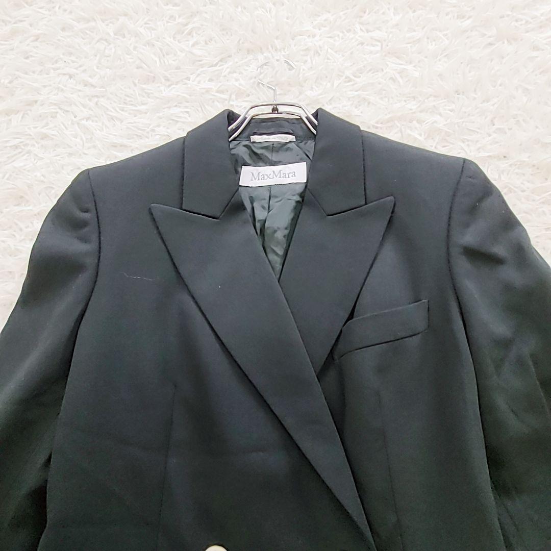 マックスマーラ 白タグ 美品 ダブルテーラードジャケットXL ロゴボタン