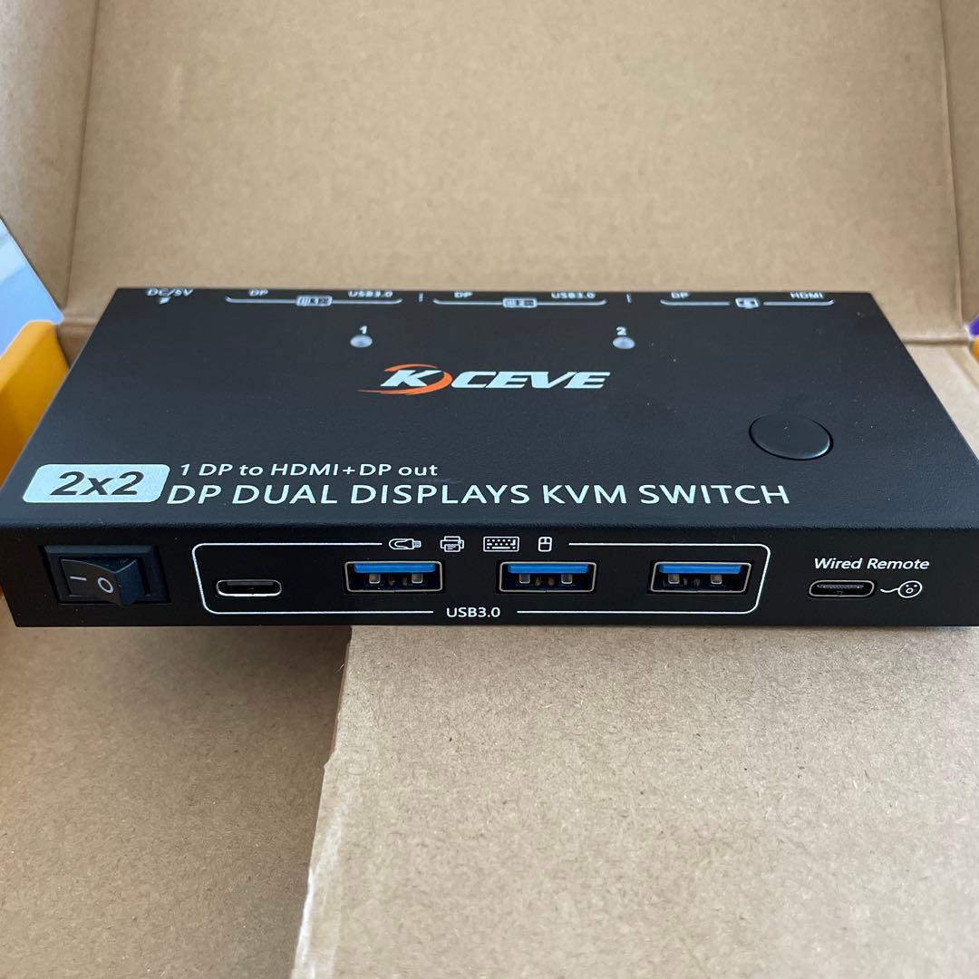 KCEVE KVMスイッチ 2PC 2画面 HDMI DP 8K USB3.0