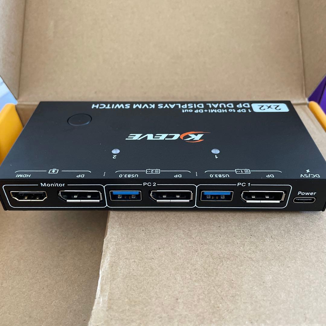 KCEVE KVMスイッチ 2PC 2画面 HDMI DP 8K USB3.0
