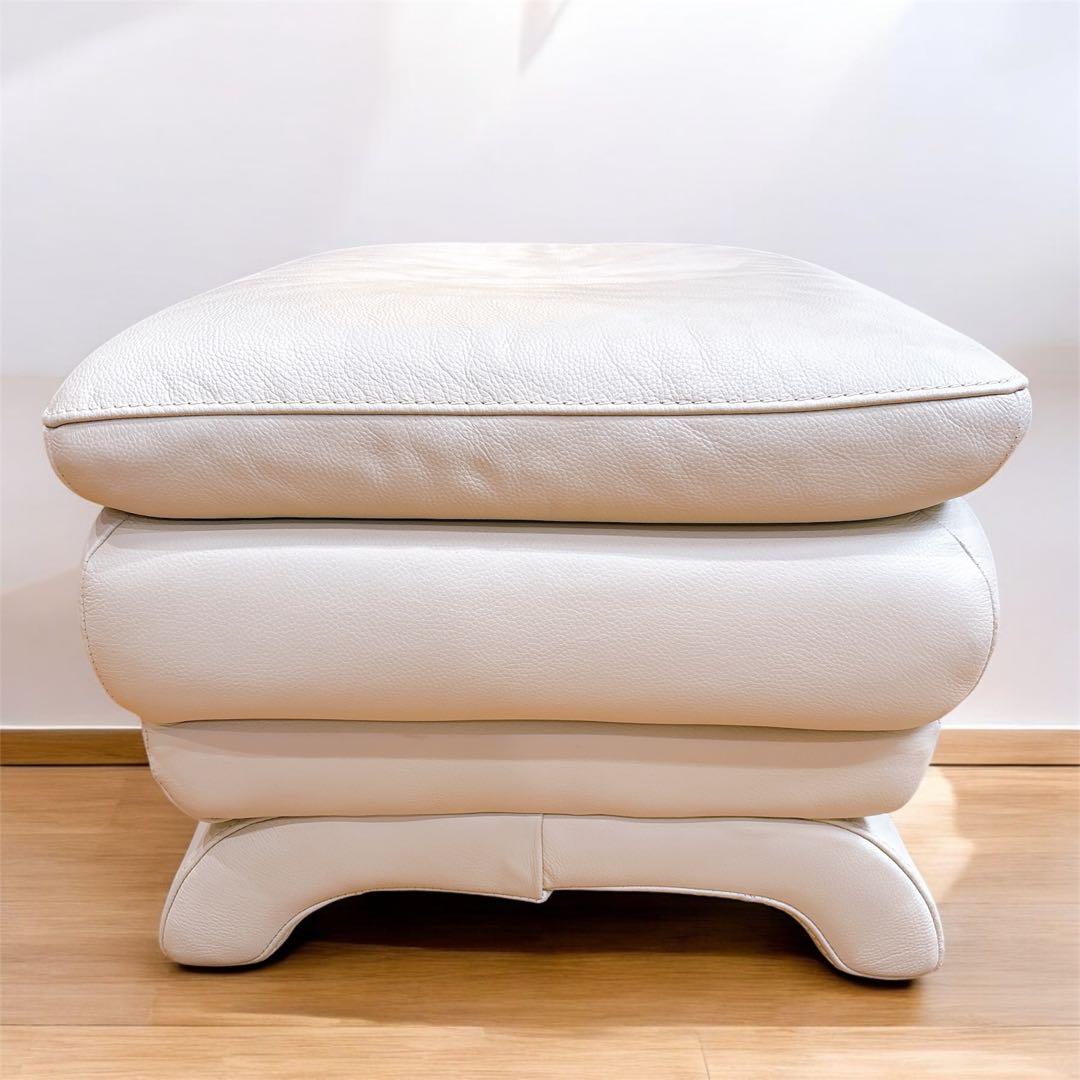 IDC大塚家具 L/SComfort-03 総革 オットマン スツール 白