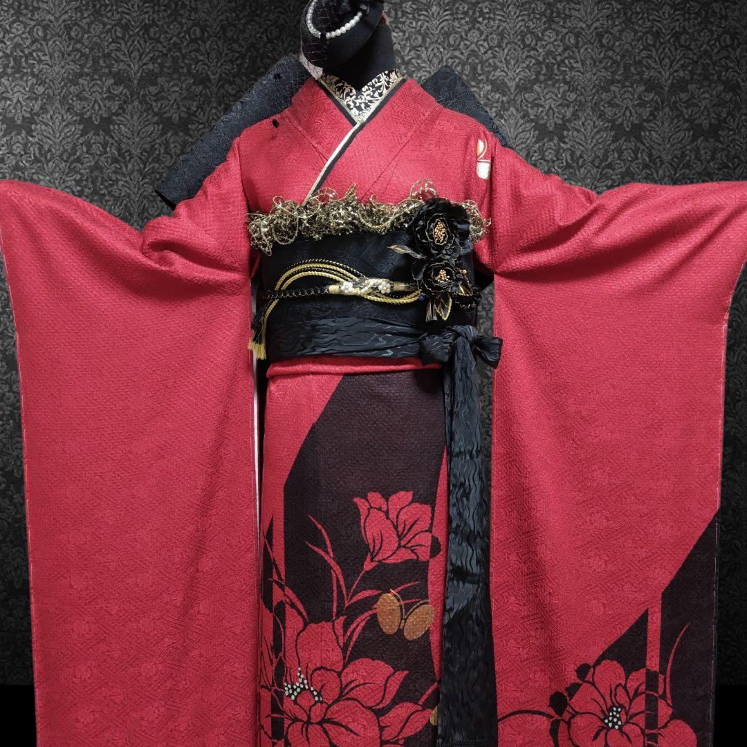 新品未使用！振袖フルセット・成人式・総絞り・大輪花模様・金彩加工・モダン