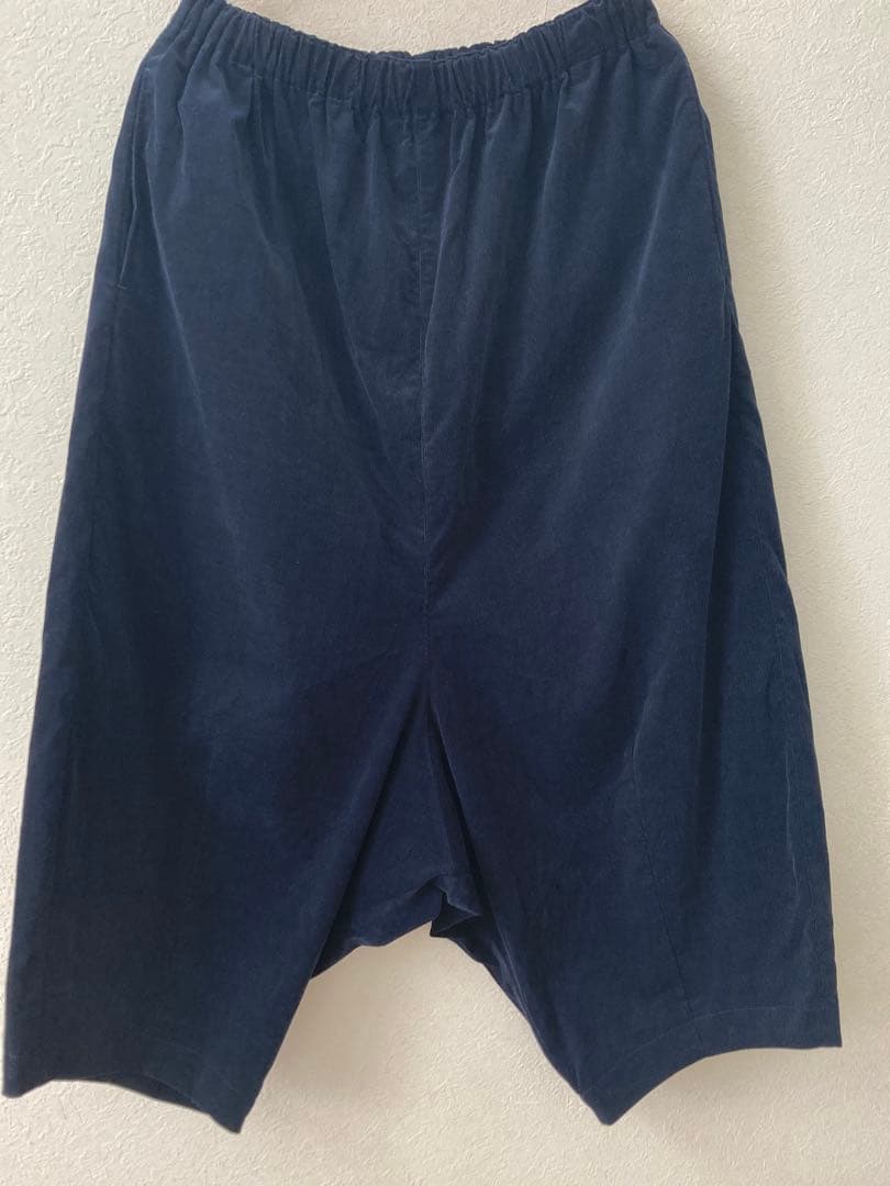 HUIS. 遠州織物　みじんコール　サルエルバルーンパンツ　ネイビー