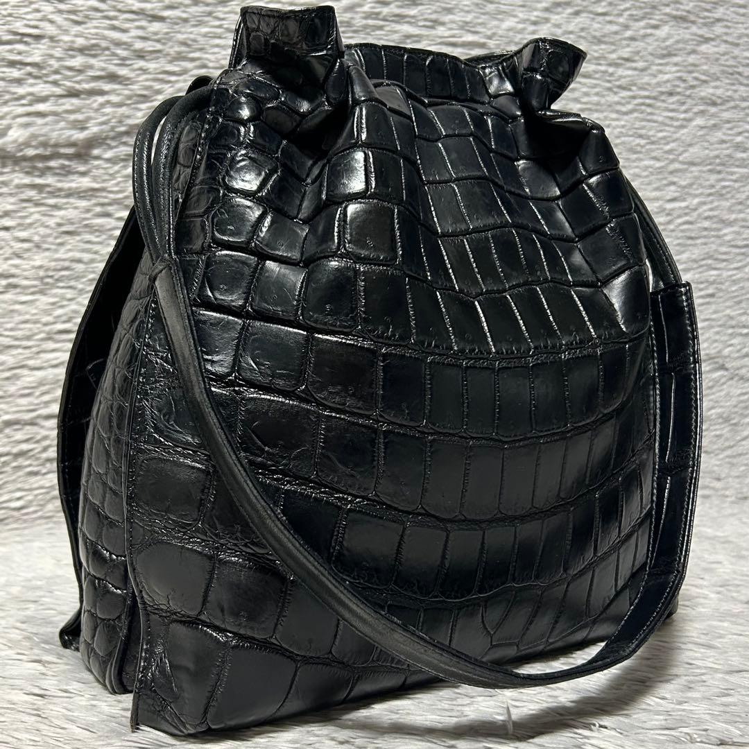 TAIRS テアーズ クロコダイル ショルダーバッグ　巾着型レザーバッグ