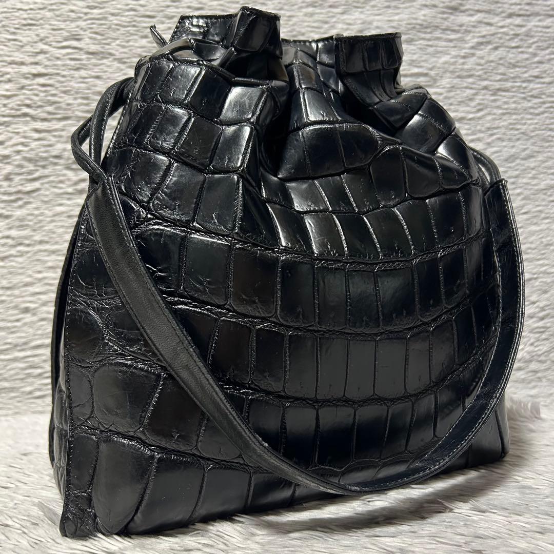 TAIRS テアーズ クロコダイル ショルダーバッグ　巾着型レザーバッグ