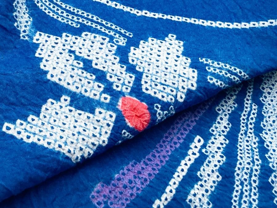 値下げ‼️ 213　中古品　綿　総絞り　ゆかた　有松鳴海絞り　手縫い　Sサイズ