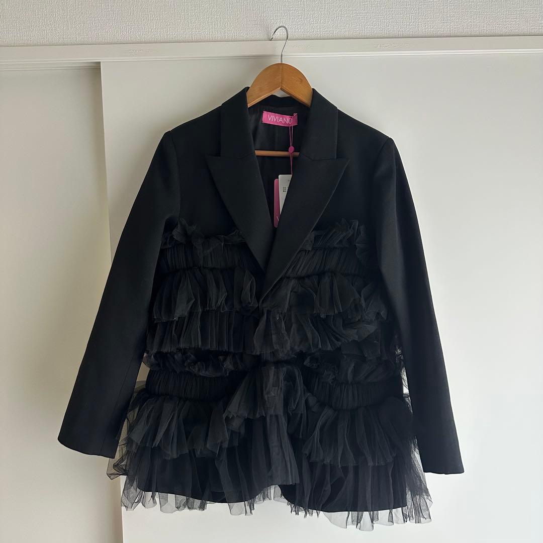 VIVIANO 24AW Gathered Tulle Blazer ジャケット