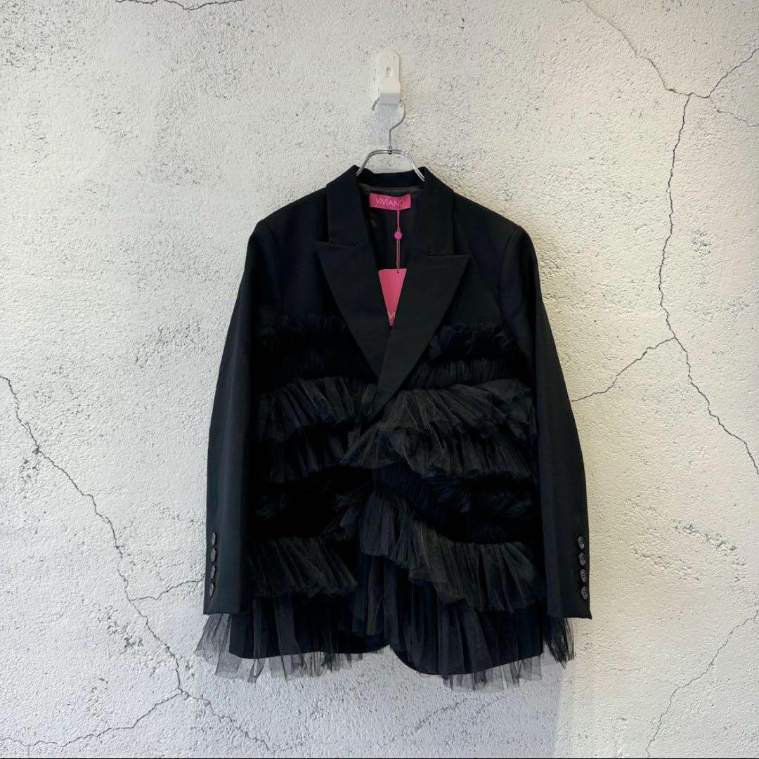 VIVIANO 24AW Gathered Tulle Blazer ジャケット