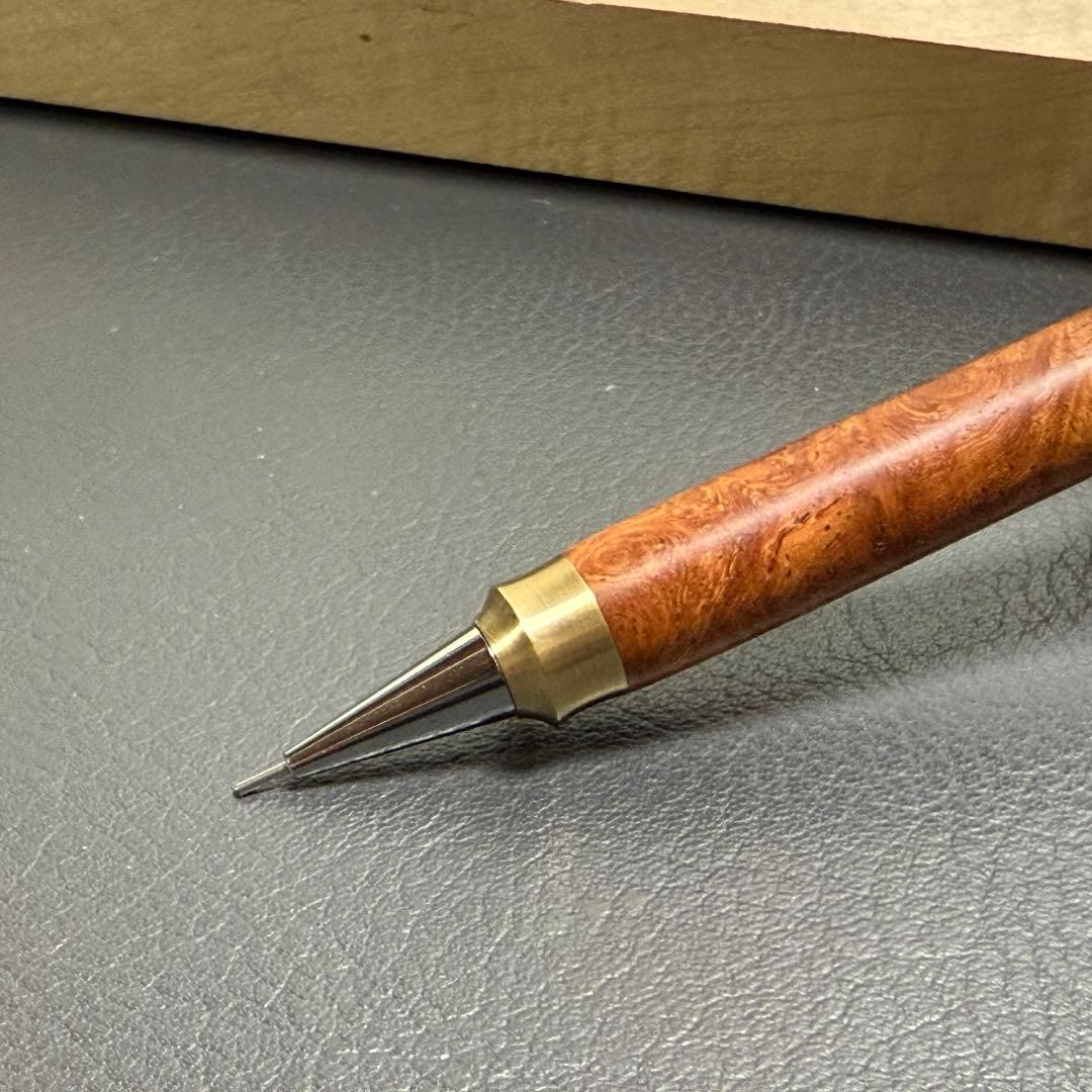 115花梨瘤　木製シャーペン　強低重心ダブルR 真鍮