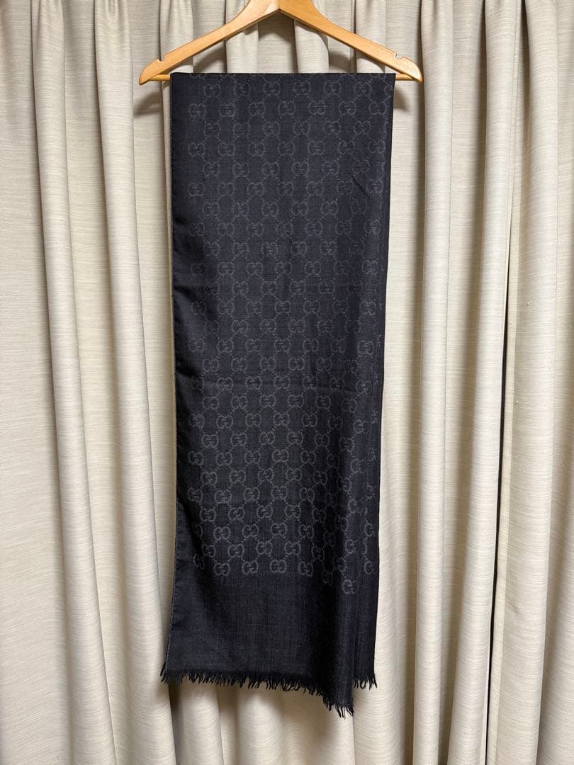 GUCCI GG柄 ストール 大判 ダークグレー