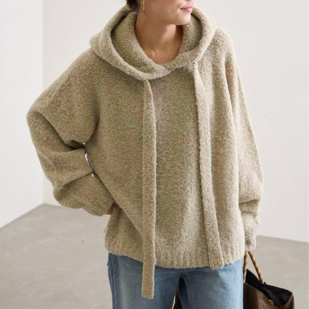 フレームワーク　Loop Yarn フード プルオーバー　ベージュ　24AW