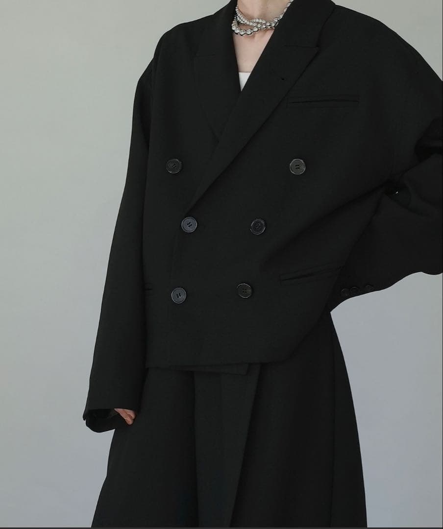 chuclla クロップド ルーズテーラードジャケット M/L ブラック