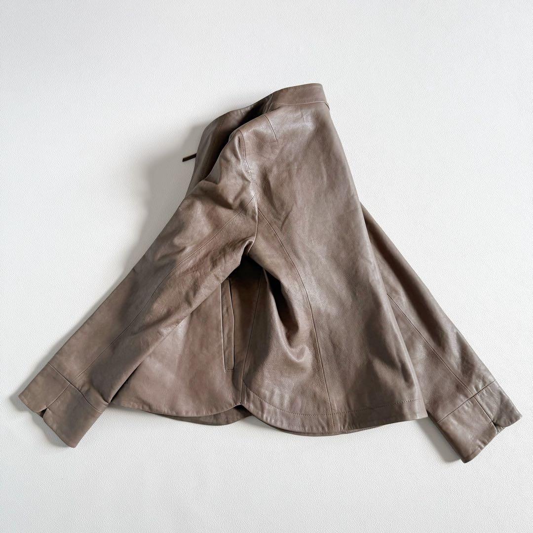 美品　パラスパレス　ラムレザー　イタリア　ノーカラー　ジャケット　3 ブルゾン