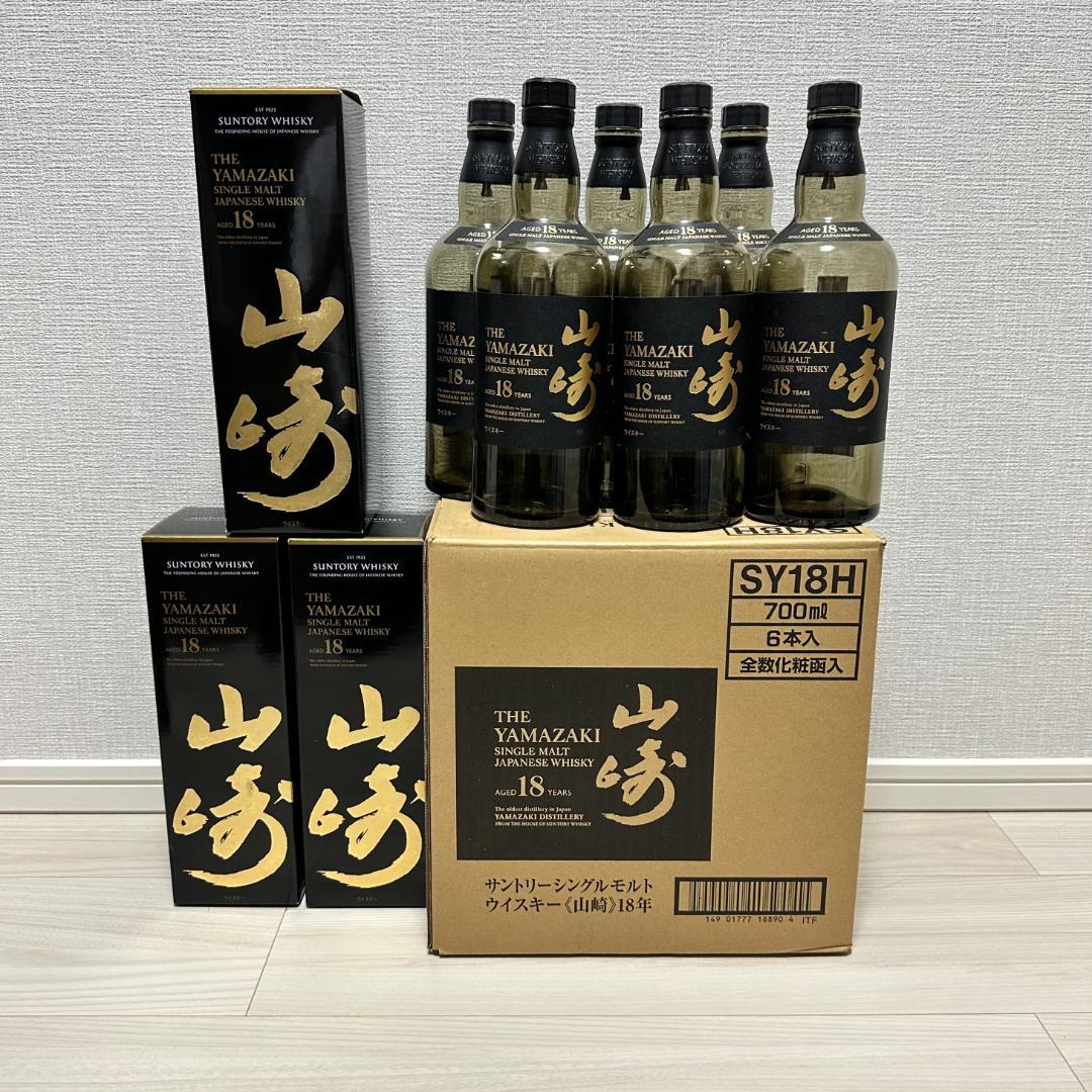 【空瓶】サントリー　山崎18年　700ml　6本セット＋化粧箱3個