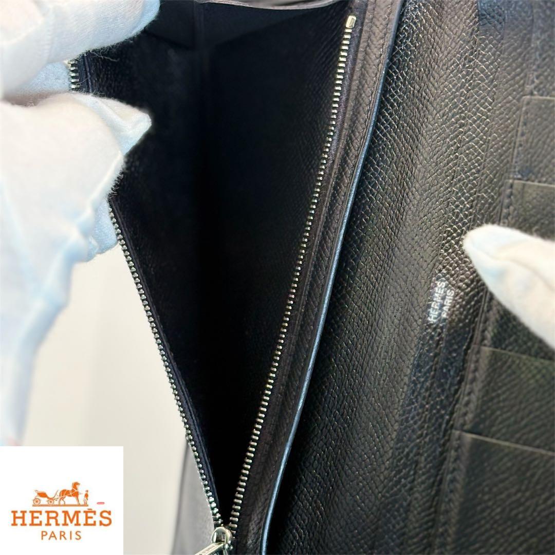 A130 エルメス 【美品】べアンスフレ 長財布 黒