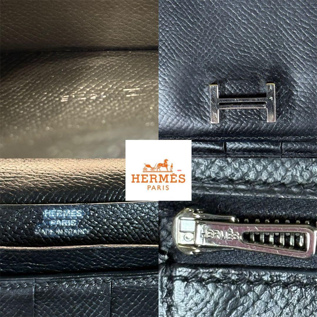 A130 エルメス 【美品】べアンスフレ 長財布 黒